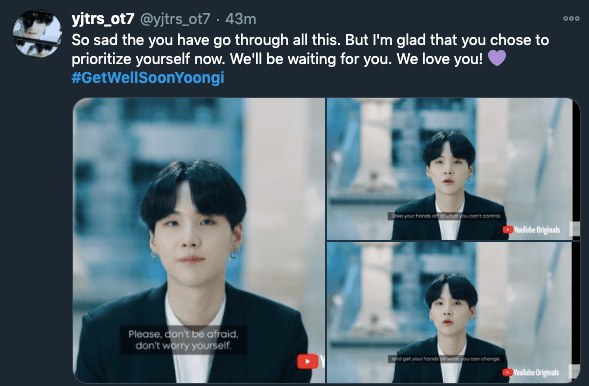 التعافي السريع لـ Yoongi