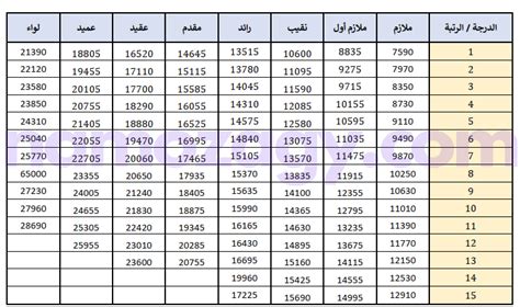 جدول رواتب الحرس الوطني